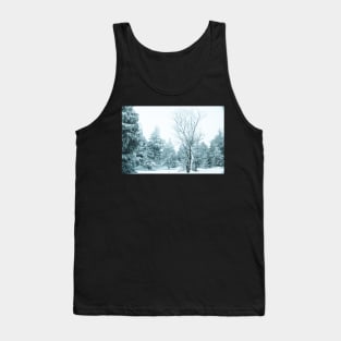 Snow and frost covered pine trees Tank Top